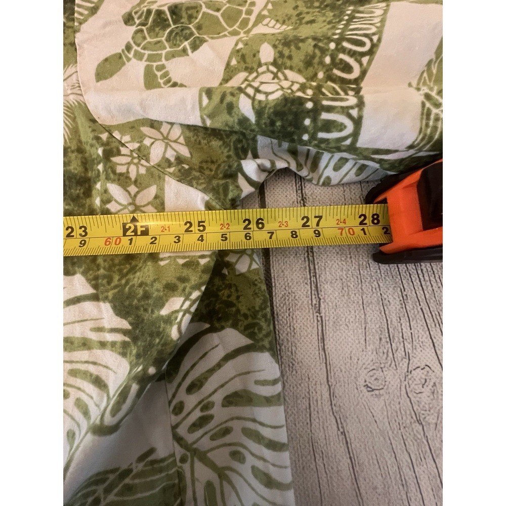 Go Barefoot Hawaiian Tradition Full Button Up Shirt XL Tall Green & White Beachy - Picture 3 of 6
